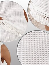 cheap Women&#039;s Blouse Suits-Women&#039;s Daily Shorts Sets Sleeveless U Neck Solid Color Tassel Fringe Casual Daily Weekend White Summer Regular Fit