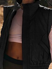 abordables Gilet-Femmes Chemisier Uni Moderne Occasionnel Sans manches Col roulé Hauts Réguliers Fête Sortir Fermeture éclair Noir Blanche Violet Marron Abricot Automne