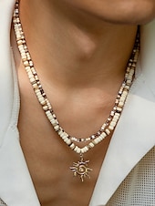 cheap Men&#039;s Jewelry-Men&#039;s Tribal Beaded Sun Pendant Necklace – Retro Bohemian Layered Jewelry with Adjustable Length for Beach, Festival and Casual Summer Outfits