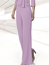 cheap Mom&#039;s Pant Suits-Pantsuit Mother of the Bride Wedding Guest Elegant Stretch Chiffon Floor Length Free Custom Size 2025