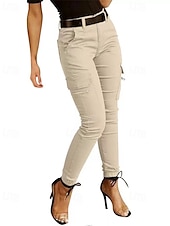 cheap Women&#039;s Cargo Pants-Women&#039;s Cargo Pants Pants Trousers Fashion Streetwear Full Length Natural Solid Colored Pocket Comfortable Micro-elastic Sports &amp; Outdoor Daily Wear Dark Brown Black Light Green Army Green Spring Fall