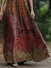 tanie Sukienki boho-Damskie Długa sukienka sukienka maxi Codzienne sukienki Sukienka na szerokich ramiączkach Letnie sukienki afrykanin Codzienny Święto Plaża Regularny Geometryczny W Tureckie Wzory Kolorowy blok Bez