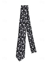 economico Cravatte e papillon da uomo-Cravatta nera in raso con stampa teschio gotico da uomo – accessorio retrò per feste di Halloween per outfit ispirati al punk e al vintage