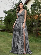 abordables NOIR-Robes de Quinceanera A-Line robe élégante robe formelle longueur de sol sans manches en V dos en sequins avec strass