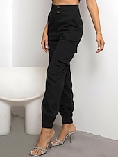 levne dámské cargo kalhoty-Dámské Kargo kalhoty Běžec Kalhoty Módní Šik ven Plná délka Přírodní Jednobarevné Kapsy Pohodlné Lehce elastické Sporty a outdoor Denní nošení Tmavěhnědá Tmavě červená Černá Armádní zelená Léto Jaro