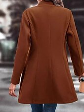 preiswerte Wintermäntel-Damen Mantel Warm Bequem Knöpfe Mode Einfach Straße Ferien Einreihig Lang Umlegekragen Normale Passform Langarm Oberbekleidung Schwarz Aprikose Kaffee Herbst Winter