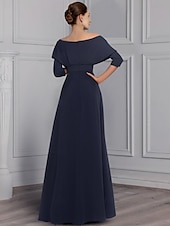 voordelige Mama&amp;#39;s jumpsuits-Twee-delige Jumpsuit Moeder van de Bruid Formele Bruiloft Gast Elegante Feest Scoop Hals Off Schouder Enkele Lengte Rekbare Stof 3/4 Lange Mouw met Ceintuur  Riem 2025