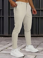 abordables Chinos-Homme Dress Pants works Pantalons de golf Pantalons Chinos Boutons Avec Poches Uni Confort Formel Soirée Travail Mode Style Classique Kaki Beige Micro-Élastique