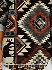 billige Kvinne Boho Topper-Dame Bluse Nyanse Grafisk Dyr Bohem Årgang Tropisk Langermet V-hals Vanlige topper Daglig Ferie Strand Klær Trykt mønster Rød Blå Lilla Grønn Sommer Vår