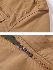 cheap Cargo Jackets-Men&#039;s Trucker Jacket Cargo Jacket Casual Jacket Vacation Daily Pocket Spring Fall Plain Fashion Classic Stand Collar Regular Black Khaki Army Green Jacket