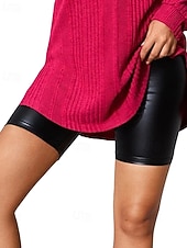 cheap Plain Leggings-Women&#039;s Shorts Leggings Streetwear Casual Short High Waist Plain Elastic Waist Breathability Stretchy Vacation Street Daily Wear Black Summer Regular Fit