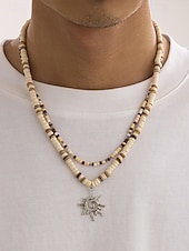 cheap Men&#039;s Jewelry-Men&#039;s Tribal Beaded Sun Pendant Necklace – Retro Bohemian Layered Jewelry with Adjustable Length for Beach, Festival and Casual Summer Outfits