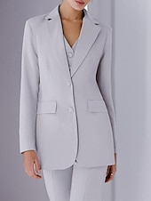 cheap Mom&#039;s Pant Suits-Jumpsuit / Pantsuit 3 Piece Pantsuit Mother of the Bride Tailored Jacket Blazer Elegant Vintage Simple Lapel Floor Length Crepe Stretch Fabric Long Sleeve with Buttons