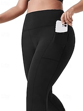 abordables Sports Grande Taille &amp; Grossesse-Femmes leggings de pilates Jambières Capri pantalon de sport Avec Poches Léger Pilates Salle de sport Course Leggings Capri Couleur Unie Gris foncé Noir Vert Véronèse Grande taille Des sports Tenues