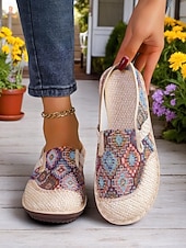 voordelige Damesklompen &amp; Muiltjes-Etnische instappers voor dames – vintage-geïnspireerde comfortabele platte schoenen voor tuinwandelingen, natuurreizen en boho-outfits