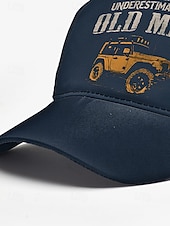 abordables Chapeaux pour hommes-Casquette de baseball vintage pour homme avec imprimé Jeep « Ne sous-estimez jamais un vieil homme » – Casquette ajustable en coton pour papa, idéale pour l&#039;extérieur, la conduite et les loisirs