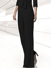 cheap Mom&#039;s Pant Suits-Pantsuit Mother of the Bride Wedding Guest Elegant Stretch Chiffon Floor Length Free Custom Size 2025