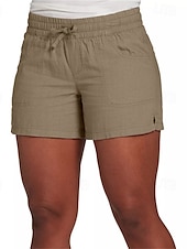 baratos Shorts-Mulheres Calção Roupa de rua Casual Curto Cintura Média Tecido Com Cordão Cintura elástica Respirabilidade Macio Micro-Elástica Férias Rua Roupa Diária Preto Amarelo Vermelho Fúcsia Verão Normal