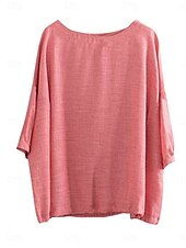 abordables Chemises-Femmes Chemise Couleur Unie Élégant Occasionnel Manche 3/4 Col ras du cou Hauts Réguliers Quotidien Rose Claire Bleu Violet Vert Été Printemps