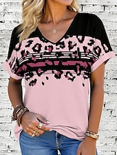 abordables T-shirt floral-Femmes T-shirt Fleuri Graphique ancien Élégant Moderne Manche Courte Col en V Hauts Réguliers Quotidien Imprimé Rose Claire Fuchsia Vert Été Printemps