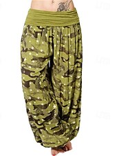 economico gamba larga e vita alta-Per donna Pantaloni Pantaloni Palazzo Moda Boho Lunghezza intera Misura del girovita medio Stampa Mimetico Elastico in vita Comodo Confortevole Micro-elastico Streetwear Abbigliamento quotidiano