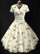 preiswerte Blumenkleider-Damen Midikleid Sommerkleid Figurbetontes Kleid Urlaub Party Lässig Hochzeit Party Hochzeitsgast Normale Passform Blumen Grafik Kurzarm V Ausschnitt Schwarz Rosa Grün Beige Sommer