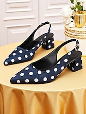 abordables Années 1950-Escarpins à talons compensés et bride arrière à pois pour femmes – chaussures habillées style années 1950 pour les fêtes, le bureau et les événements rétro