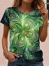 ieftine tricou Art &amp; Design-Pentru femei Tricou Ombre Grafic Bloc Culoare Epocă Stilat Clasic Manșon scurt Stil Nautic Rotund Topuri obișnuite Zilnic Imprimeu Negru Albastru piscină Fucsia Maro Trifoi Vară Primăvară