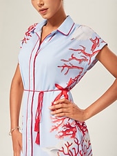 preiswerte Kleider für die Ferien-Damen Freizeitkleid Langes Kleid Maxikleid Blau Ärmellos Ozean Sommer Neckholder Elegant Urlaub XS S M