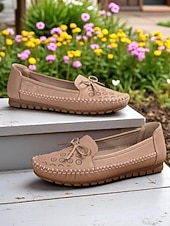 ieftine Pantofi Joși de Damă-Mocasini pliabili pentru femei – mocasini din piele moale cu tălpi flexibile pentru relaxare în grădină, lenevire pe verandă și purtare zilnică