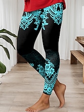 abordables -Femmes Leggings ancien Mode Style Ethnique Longueur complète Taille haute Graphique Formes Géométriques Impression Respirant Doux Élastique Occasionnel Quotidien Fête Blanche Bleu Vert Améthyste Ét