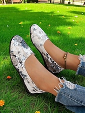abordables Ballerines femme-Ballerines fleuries pour femmes – chaussures légères et décontractées à bout rond pour dames, idéales pour les promenades au parc, les pique-niques printaniers et le confort quotidien
