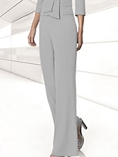 cheap Mom&#039;s Pant Suits-Pantsuit Mother of the Bride Wedding Guest Elegant Stretch Chiffon Floor Length Free Custom Size 2025
