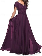 preiswerte Bodenlänge-A-Linie Brautmutterkleid Elegant Herzförmiger Ausschnitt Bodenlang Polyester Kurzarm mit Falten 2025