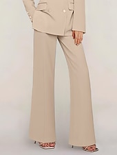 economico Tailleur pantalone della mamma-Tuta / Completo Pantalone Abito da cerimonia per signora Formale Ospite di nozze Elegante Colletto a Camicia Lunghezza al pavimento Chiffon Elasticizzato Manica Lunga con Bottoni Tinta unita 2025