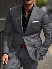 abordables Trajes formales-De los hombres Boda Trajes Muesca Negro Burdeos Negocios Formal Color sólido A Medida Juego de 2 piezas Recto 2 botones