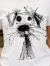 abordables T-shirt Animaux-Femmes T-shirt Graphique Animal Chien ancien Élégant Classique Manche Courte Col ras du cou Col rond Hauts Réguliers Quotidien Week-end Imprimé Noir Blanche Rouge Bleu Violet Été Printemps