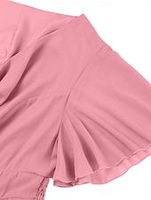 halpa Mekot-Naisten Pluskoko A linjainen mekko Puhdas väri Tiukka pyöreä kaula-aukko Lyhythihainen Kesä Kevät Tyylikäs Midimekko Muodollinen Juhla Mekko