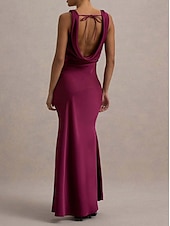 abordables Robe de cocktail-Femmes Robe Longue Maxi Robe Robe de Cocktail Mode Moderne Soirée Fête du thé Mince Uni Sans manches Col en V Vert Rose rouge Été