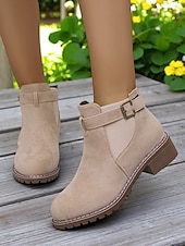 cheap Ankle Boots-Women&#039;s Brown Ankle Boots – Fall Boots with Buckle Strap for Oktoberfest, Farm Markets, Beer Festival and Rustic Outdoor Days