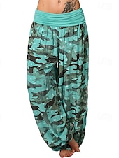 economico gamba larga e vita alta-Per donna Pantaloni Pantaloni Palazzo Moda Boho Lunghezza intera Misura del girovita medio Stampa Mimetico Elastico in vita Comodo Confortevole Micro-elastico Streetwear Abbigliamento quotidiano