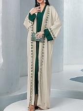 voordelige Vloerlengte-Jurksets Moeder van de Bruid Jurk Elegante V-hals Vloerlange Chiffon Lange Mouwen met Sequins Kant