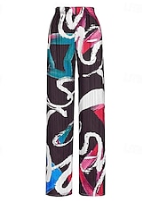 levne kalhoty s rovnými nohavicemi-Dámské Kalhoty chinos šortky capri prázdniny Vinobraní Etnický styl Plná délka Středně vysoký pas Elastické Černý tisk Léto Jaro