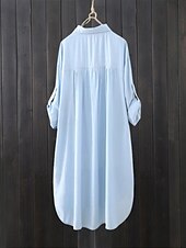 お買い得  シャツジャケット-女性用 シャケット 快適 高通気性 ボタン カジュアル 平織り バケーション ストリート カジュアル デイリーウェア シングルブレスト ロング ラペル レギュラー 長袖 アウターウェア ホワイト ブルー 春 秋