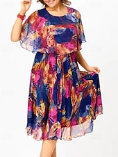 ieftine Rochii din chiffon-Pentru femei Rochie Lunga Rochie Maxi Rochie casual Rochie de Cocktail Rochie pentru invitata de nunta Rochii din Șifon Elegant Modă În aer liber Concediu Dată Fit regulat Floare Manșon scurt Stil