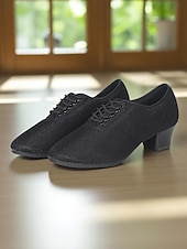 cheap Dance Sneakers-Women&#039;s Mesh Lace-Up Ballroom Dance Shoes with Low Heel, Breathable Professional Practice Footwear for Latin and Waltz Performance
