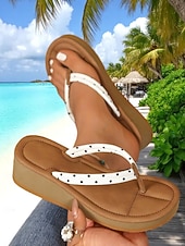 economico Infradito da Vacanza-infradito con zeppa a pois da donna – sandali casual da spiaggia per le vacanze estive e le uscite per il tempo libero