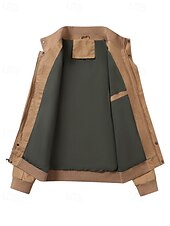 cheap Cargo Jackets-Men&#039;s Trucker Jacket Cargo Jacket Casual Jacket Vacation Daily Pocket Spring Fall Plain Fashion Classic Stand Collar Regular Black Khaki Army Green Jacket