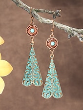 levne Dámská náušnice-Dámské visací náušnice v boho stylu s tyrkysovou povrchovou úpravou - lehké visací náušnice ve vintage kmenovém stylu s povrchovou úpravou v antickém bronzu pro neformální vánoční výpravy a dárky