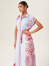 preiswerte Kleider für die Ferien-Damen Freizeitkleid Langes Kleid Maxikleid Blau Ärmellos Ozean Sommer Neckholder Elegant Urlaub XS S M